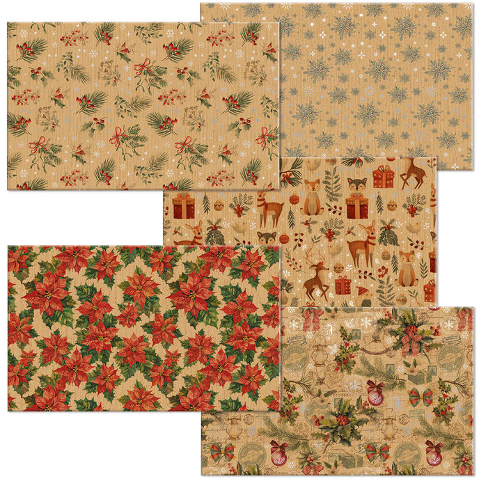 0959-0005 Balící papír vánoční kraft 100x70, box 70rol.