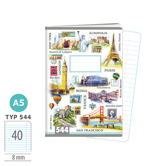 1592-0431 Sešit A5, 40 listů, TYP 544 Travel Time