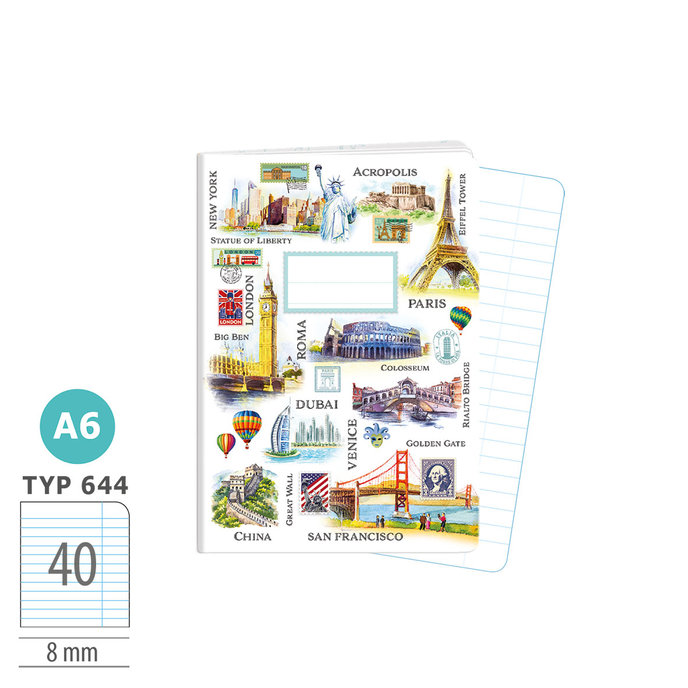 1598-0431 Sešit A6, 40 listů, TYP 644 Travel Time