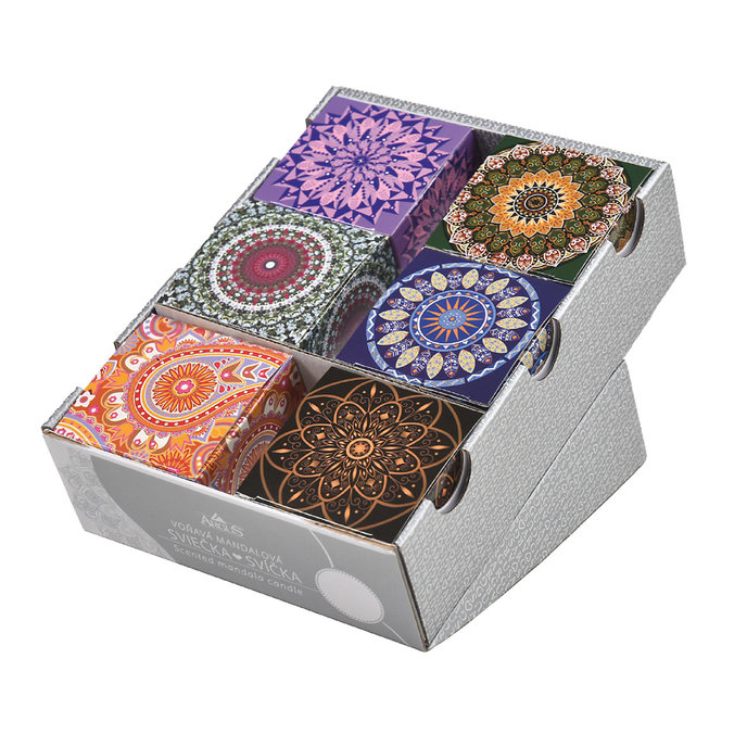 2358-C003 Mandalové svíčky s vůní, mix 6 ks