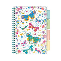 1546-0364 Spiral notepad A5 with dividers Flowers stitch