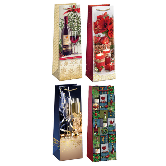 0833-0001 Dárková taška na víno vánoční, mix