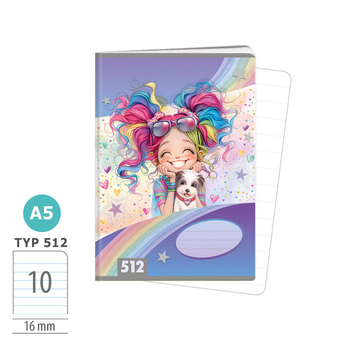 1591-0426-2 Sešit A5, 10 listů, TYP 512 Rainbow Ella