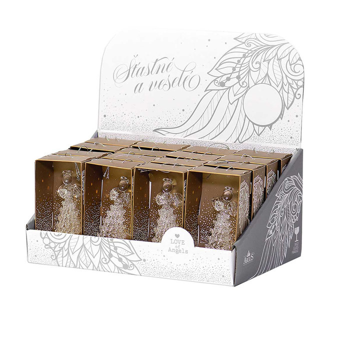 2349-8002 Vánoční dekorace - skleněný anděl, mix 16ks