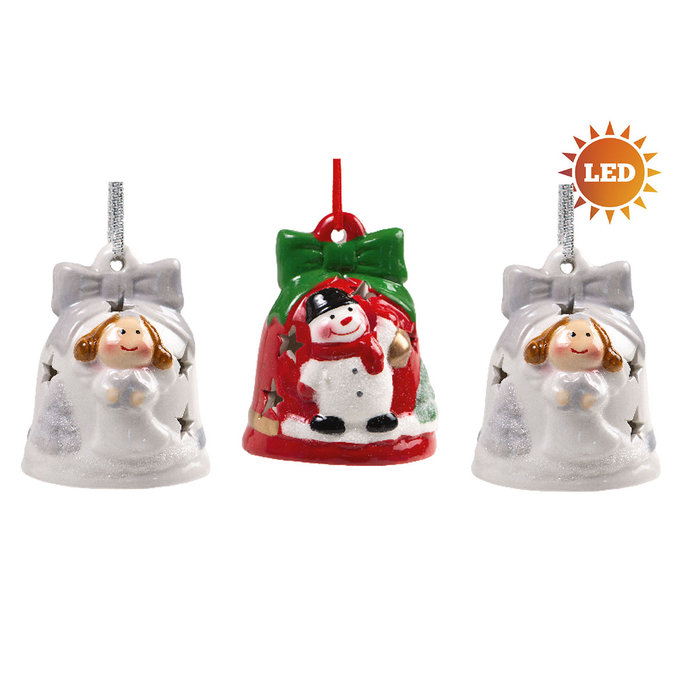 2305-V002 Vánoční dekorace s LED světlem - zvonek, mix