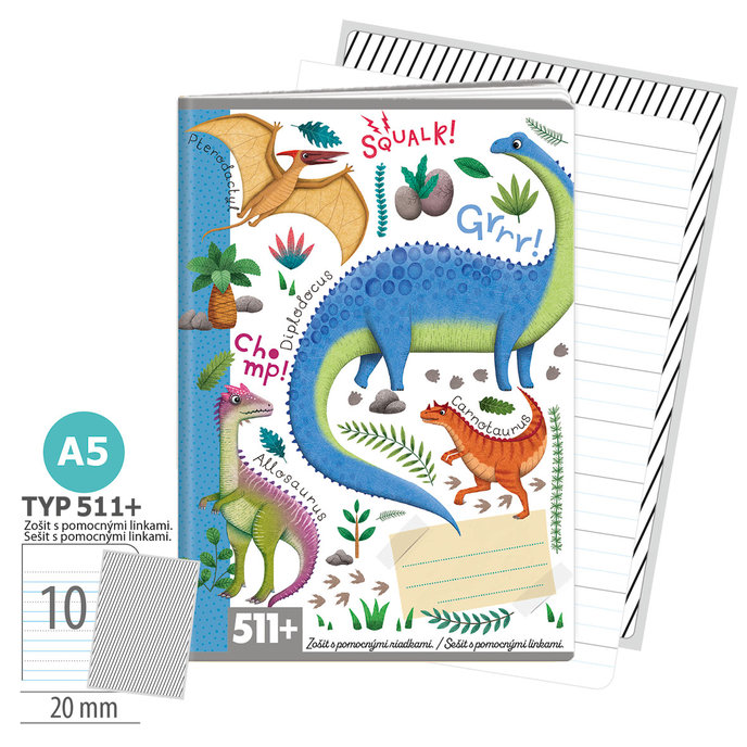 1586-0425-2 Sešit A5, 10 listů, TYP 511+ Roaaar!
