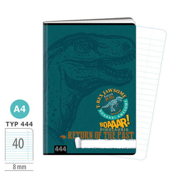 1582-0425 Sešit A4, 40 listů, TYP 444 Roaaar!