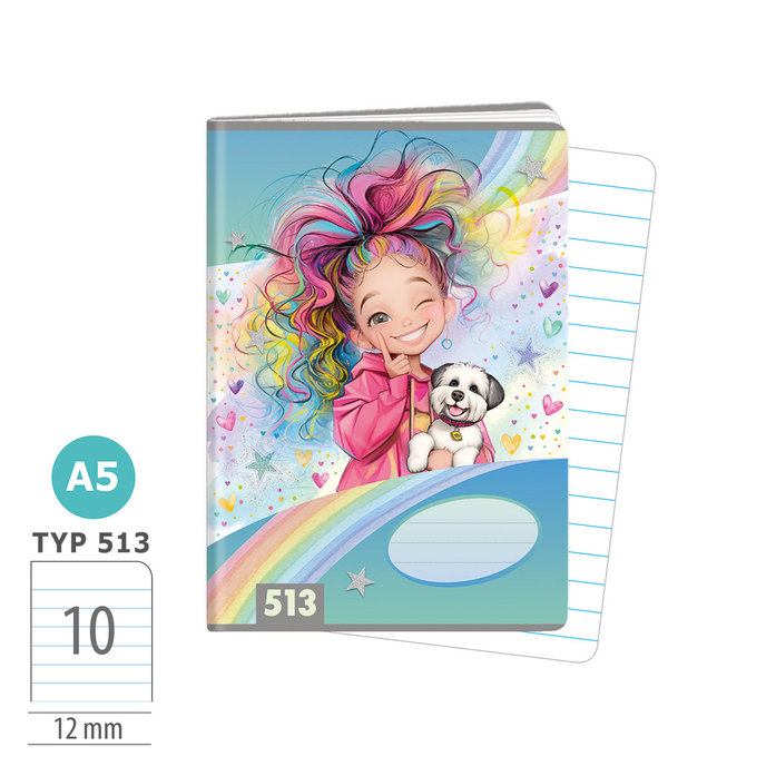 1594-0426 Sešit A5, 10 listů, TYP 513 Rainbow Ella