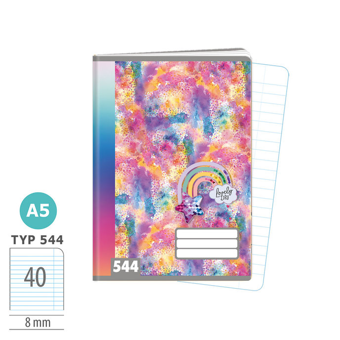 1592-0426 Sešit A5, 40 listů, TYP 544 Rainbow Ella