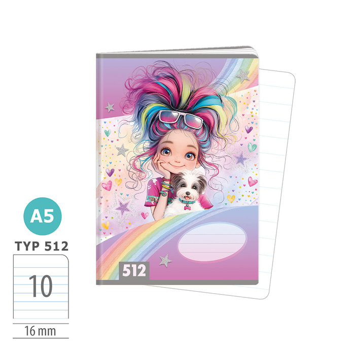 1591-0426-1 Sešit A5, 10 listů, TYP 512 Rainbow Ella