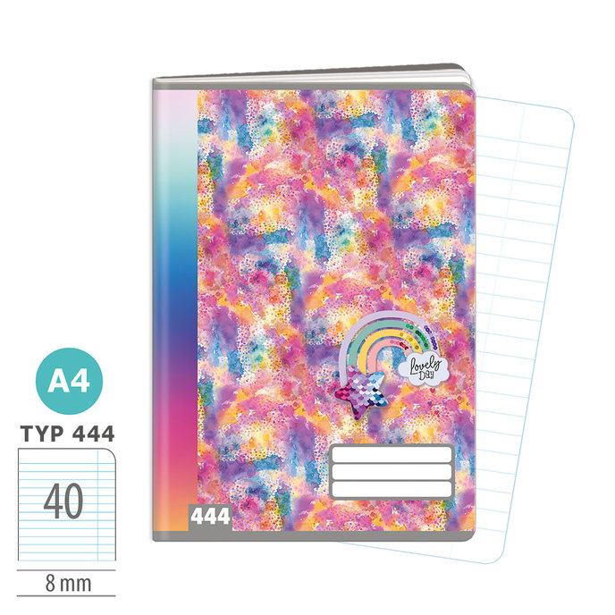 1582-0426 Sešit A4, 40 listů, TYP 444 Rainbow Ella
