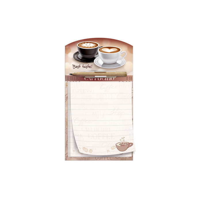 1132-0349 Trhací zápisník s tužkou a magnetem káva