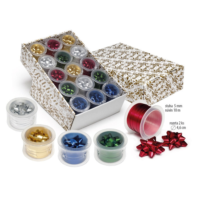 2020-0007 Rozeta pr.46mm 2ks, stuha 5mmx10m 1ks