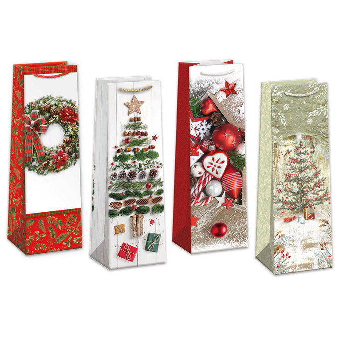0833-0004 Dárková taška na víno vánoční, mix