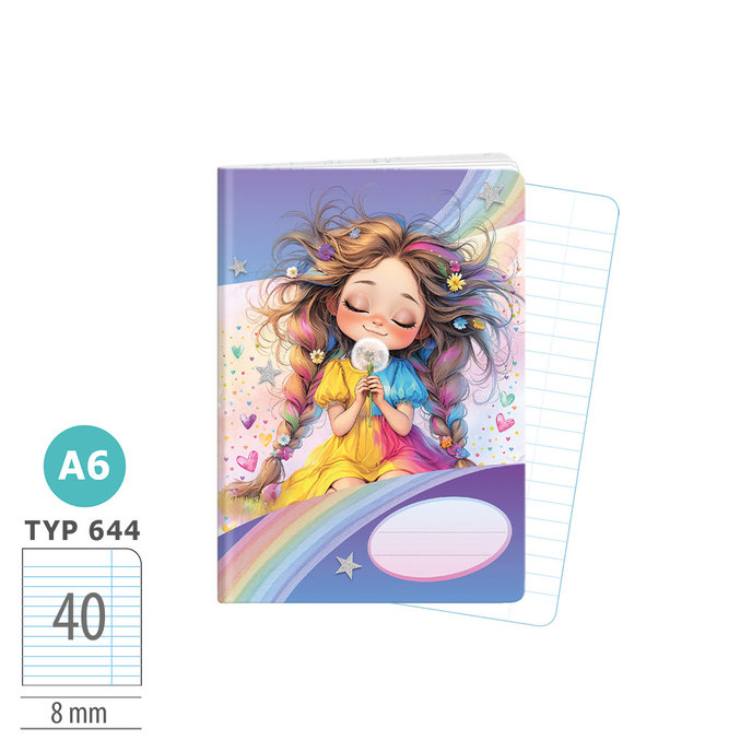 1598-0426-2 Sešit A6, 40 listů, TYP 644 Rainbow Ella
