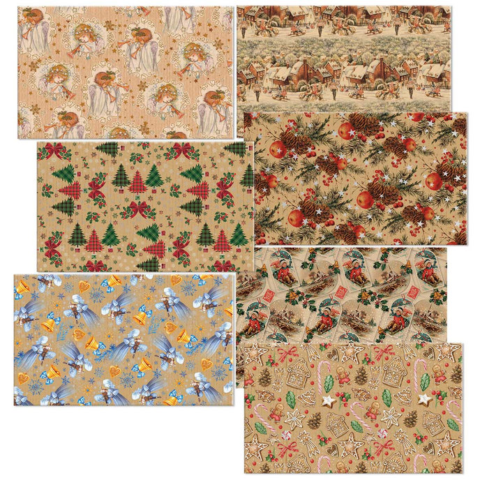 0959-0003 Balící papír vánoční kraft 100x70, box 70rol.