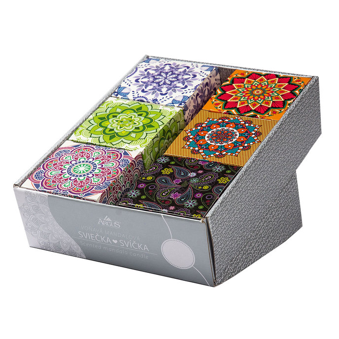 2358-C001 Mandalové svíčky s vůní, mix 6 ks