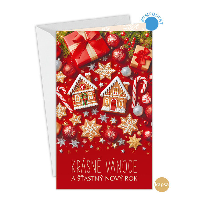 11-6602 Vánoční přání s kapsou na peníze CZ