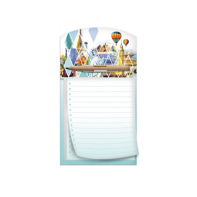 1132-0431 Trhací zápisník s tužkou a magnetem Travel Time