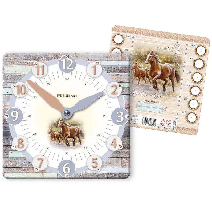 1711-0414 Paper clock Wild horses