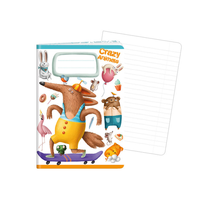 1598-0312 Sešit A6, 40 listů, TYP 644 Crazy Animals